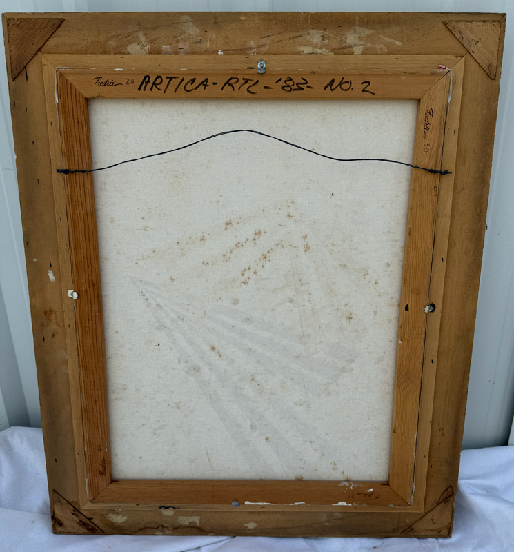 Item07- Vintage Signed Original Abstract Mountain Painting – 24x30 – Ornate Gold Frame