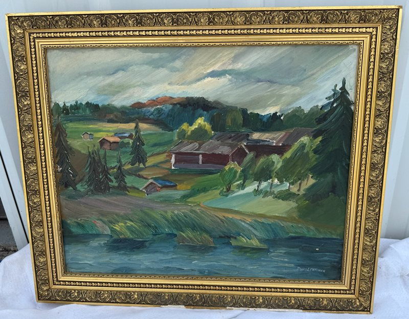 Item11- Finnish Vintage Signed Original Landscape Painting – Ornate Gold Frame