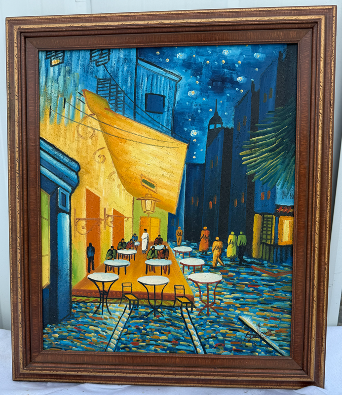 Item15- Colorful Signed Original Café Street Scene Painting – 20x24 – Framed