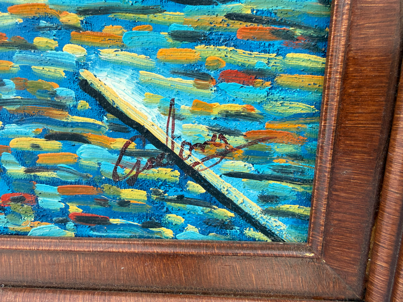 Item15- Colorful Signed Original Café Street Scene Painting – 20x24 – Framed