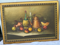 Item10- Signed Original Still Life Oil Painting – Copper Pot, Wine & Fruit