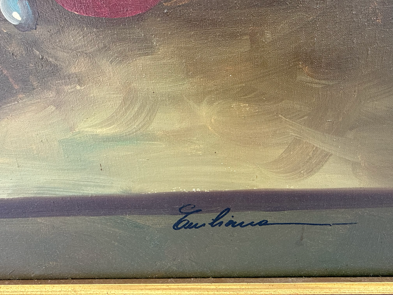 Item10- Signed Original Still Life Oil Painting – Copper Pot, Wine & Fruit