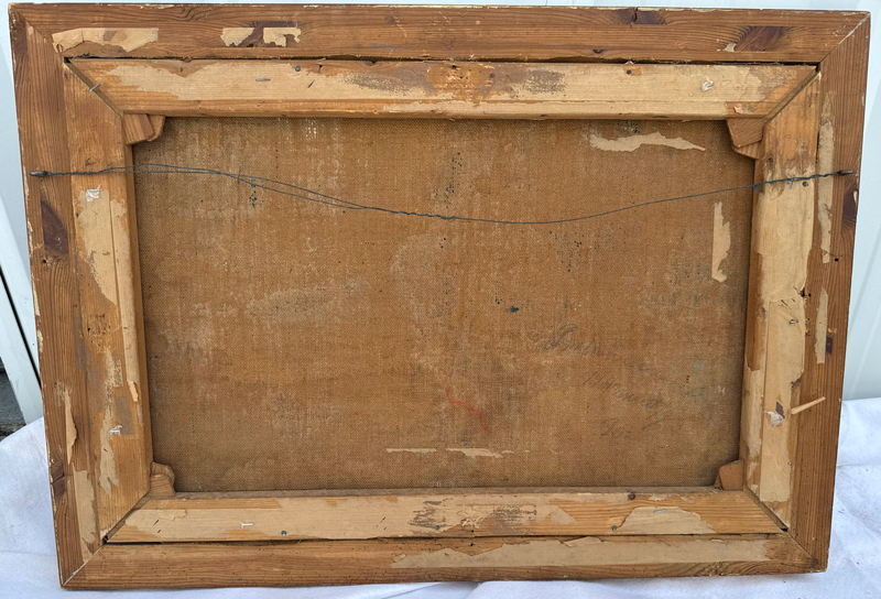 Item08- Vintage Original Forest & Waterfall Oil Painting – Ornate Gold Frame