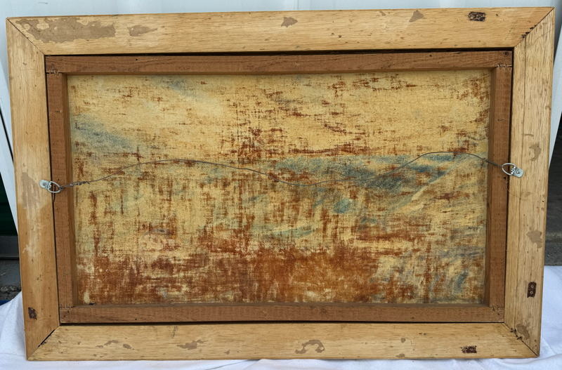 Item03- Vintage Signed Seascape Oil Painting – Rough Ocean & Rocks – Ornate Gold Frame