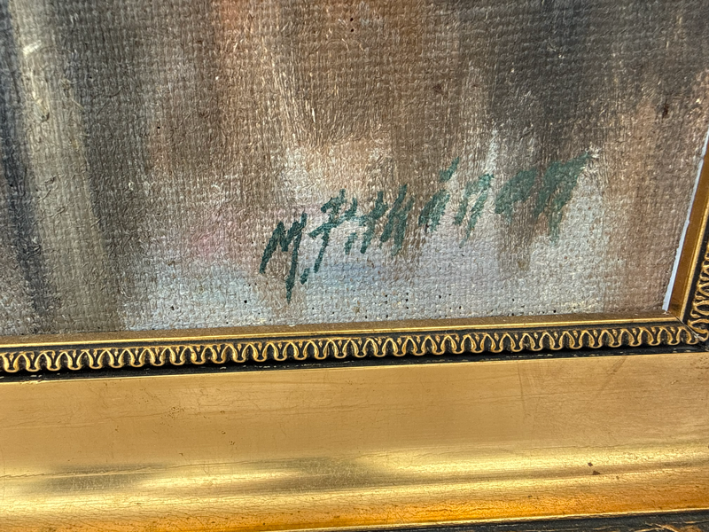 Item06- Vintage Signed Autumn Landscape Painting – Gold Frame – 15.5x22.5