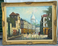 Item13- Large Signed Paris Street Scene Oil Painting – Sacré-Cœur – Ornate Gold Frame